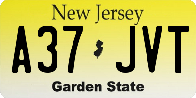 NJ license plate A37JVT