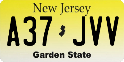 NJ license plate A37JVV