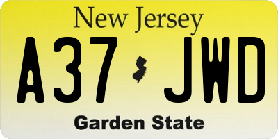 NJ license plate A37JWD
