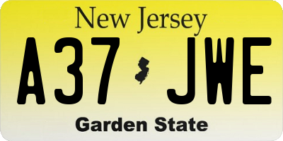 NJ license plate A37JWE