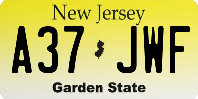 NJ license plate A37JWF
