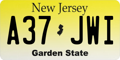 NJ license plate A37JWI