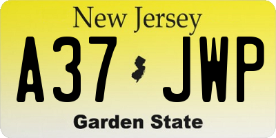 NJ license plate A37JWP
