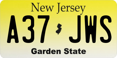 NJ license plate A37JWS