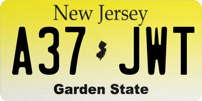 NJ license plate A37JWT