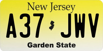NJ license plate A37JWV