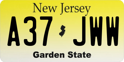 NJ license plate A37JWW