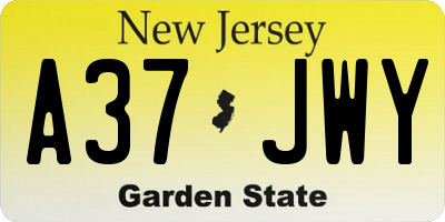 NJ license plate A37JWY