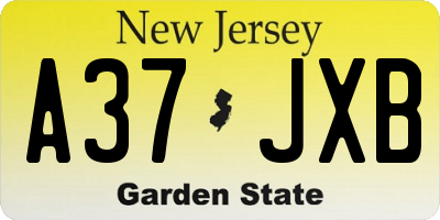 NJ license plate A37JXB