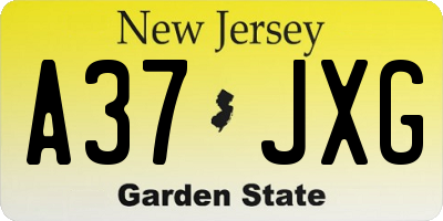 NJ license plate A37JXG