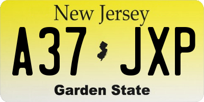 NJ license plate A37JXP