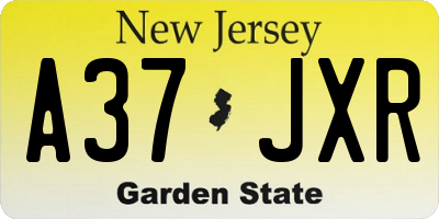 NJ license plate A37JXR