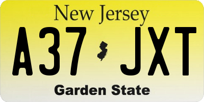 NJ license plate A37JXT