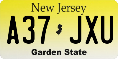NJ license plate A37JXU