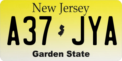 NJ license plate A37JYA