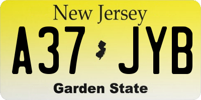 NJ license plate A37JYB