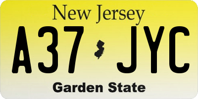 NJ license plate A37JYC