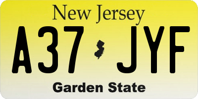 NJ license plate A37JYF