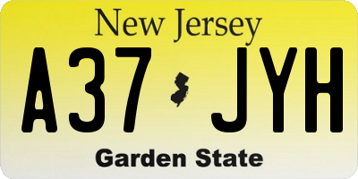 NJ license plate A37JYH