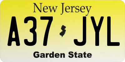 NJ license plate A37JYL