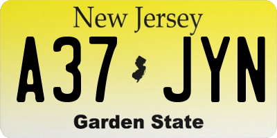NJ license plate A37JYN