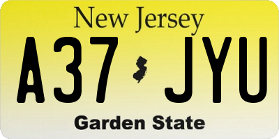 NJ license plate A37JYU