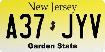 NJ license plate A37JYV