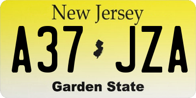 NJ license plate A37JZA