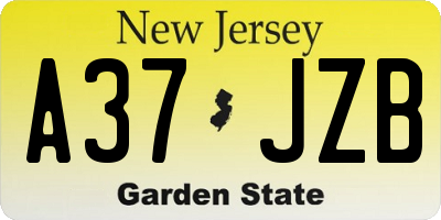 NJ license plate A37JZB