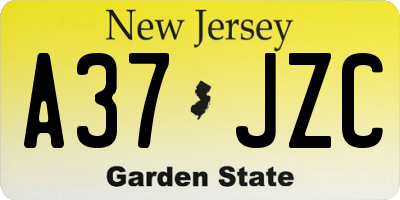 NJ license plate A37JZC