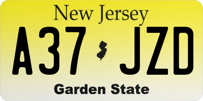NJ license plate A37JZD