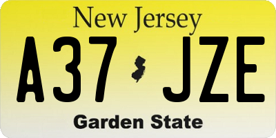 NJ license plate A37JZE