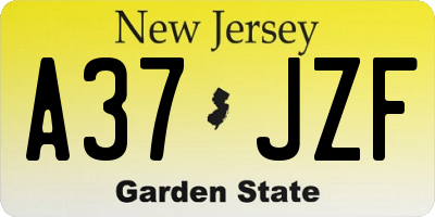 NJ license plate A37JZF