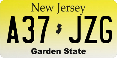 NJ license plate A37JZG