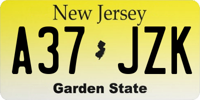 NJ license plate A37JZK
