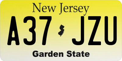 NJ license plate A37JZU