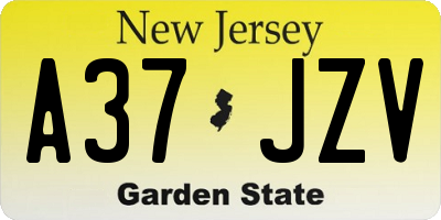 NJ license plate A37JZV