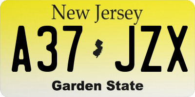 NJ license plate A37JZX