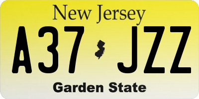 NJ license plate A37JZZ