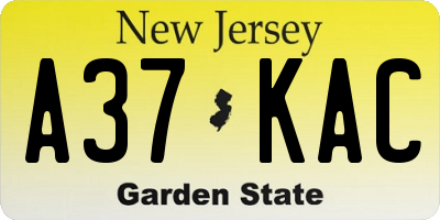 NJ license plate A37KAC