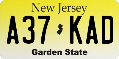 NJ license plate A37KAD