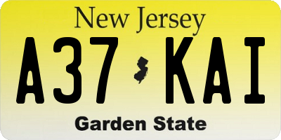 NJ license plate A37KAI