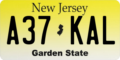 NJ license plate A37KAL