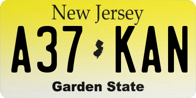 NJ license plate A37KAN