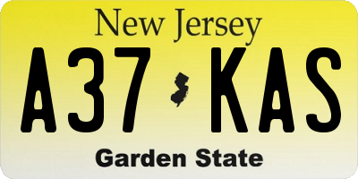 NJ license plate A37KAS