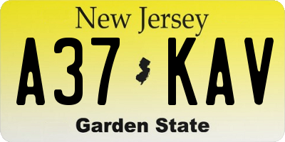 NJ license plate A37KAV