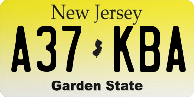 NJ license plate A37KBA