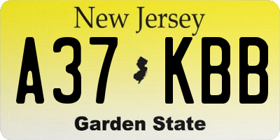 NJ license plate A37KBB