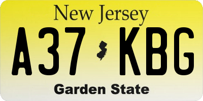 NJ license plate A37KBG
