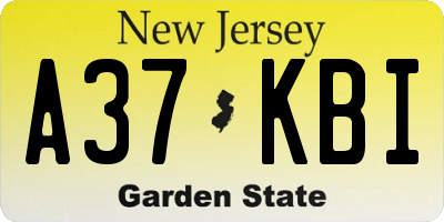 NJ license plate A37KBI